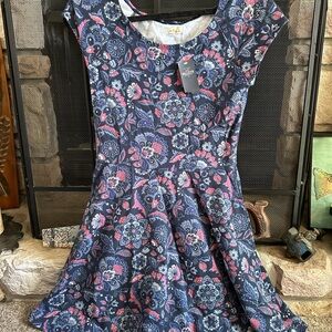 Hollister Navy and Pink Floral Mini Dress